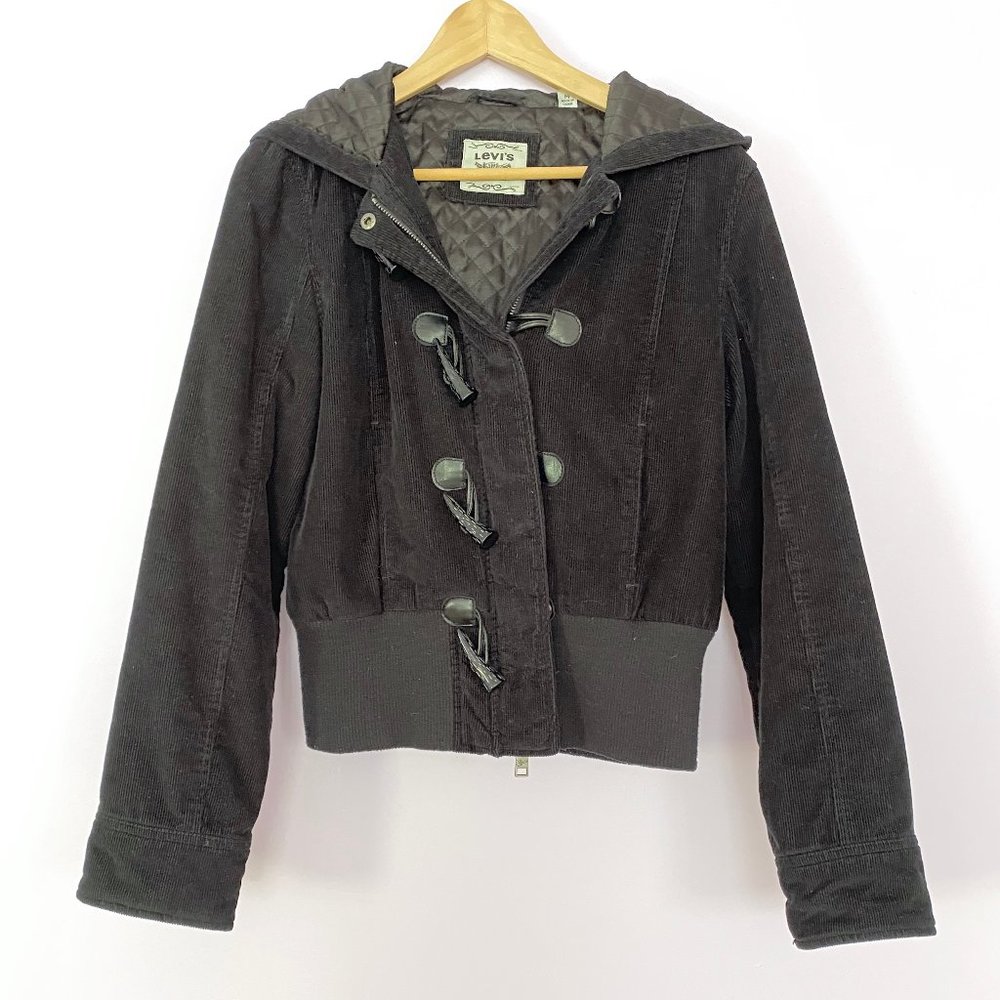 Levi's Black Corduroy Jacket with Hood Size M